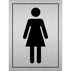 Ladies toilets symbol brushed aluminium door sign