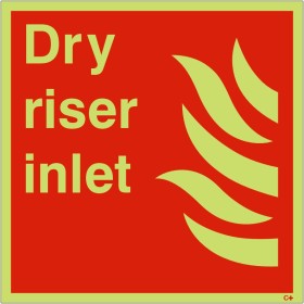 Dry riser inlet glow in the dark safety sign