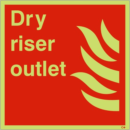 Dry riser outlet glow in the dark safety sign