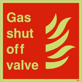 Gas shut off valve glow in the dark safety sign