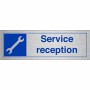 Brushed Aluminum Service Reception sign with spanner symbol and service reception text