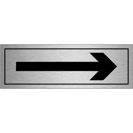 Right arrow brushed aluminium directional sign with bold black arrow