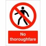 No Thoroughfare Sign with red prohibition symbol over pedestrian figure