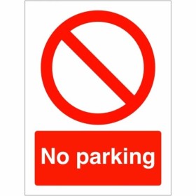 No Parking Sign with red prohibition symbol and clear text