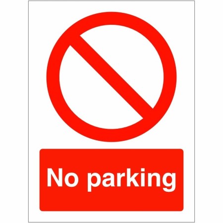 No Parking Sign with red prohibition symbol and clear text