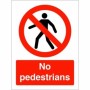 No Pedestrians Sign with red prohibition symbol over pedestrian figure