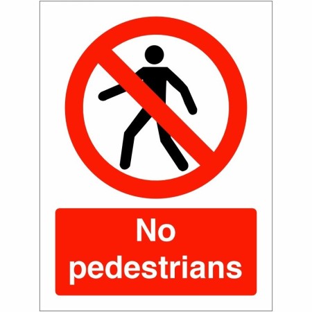 No Pedestrians Sign with red prohibition symbol over pedestrian figure