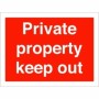 Private Property Keep Out Sign with bold white text on red background
