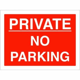 Red and white Private No Parking Sign