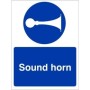 Sound Horn mandatory safety sign with horn symbol