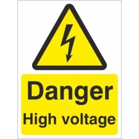 Danger High Voltage Electrical warning safety sign with electrical hazard symbol