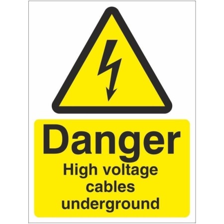Danger High Voltage Cables Underground Electrical warning safety sign with electrical hazard symbol