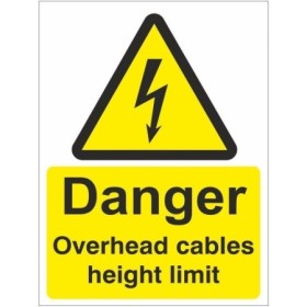 Danger Overhead Cables Height Limit electrical warning sign with electrical hazard symbol