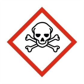 Toxic Poison Label Sign with skull and crossbones hazard symbol
