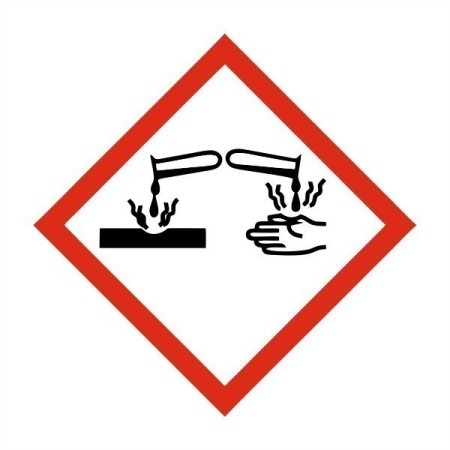 Corrosive Label Sign with corrosive chemical hazard pictogram