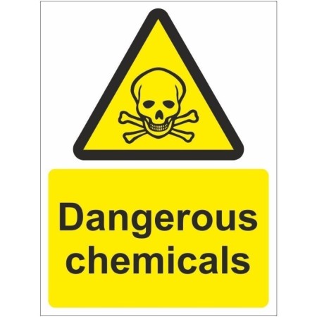 Dangerous Chemicals Toxic Sign with skull and crossbones warning symbol