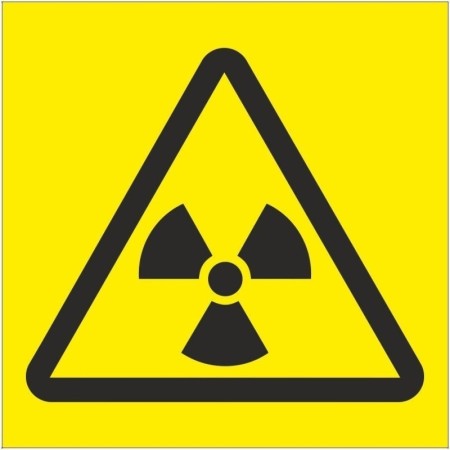 Radiation Symbol Warning Sign on Yellow Background
