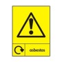 Asbestos recycling warning sign with recycling symbol and asbestos text