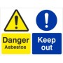 Danger Asbestos Keep Out safety sign with warning and mandatory symbols