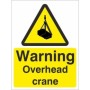 Warning Overhead Crane Sign with suspended load symbol and yellow and black design