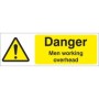 Danger Men Working Overhead safety sign with warning symbol for construction and industrial workplaces
