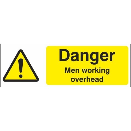 Danger Men Working Overhead safety sign with warning symbol for construction and industrial workplaces