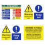 Pack of 4 Construction Site Safety Signs with warning, mandatory and site safety messages