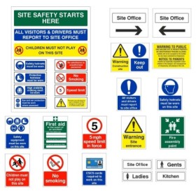 Pack of 50 Construction Site Safety Signs with comprehensive construction site safety messages