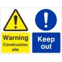 Warning Construction Site Keep Out Sign with warning and mandatory safety symbols