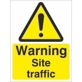 Warning Site Traffic safety sign with warning hazard symbol