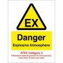 Danger Explosive Atmosphere EX ATEX Category 3 safety sign with recognised EX hazard symbol