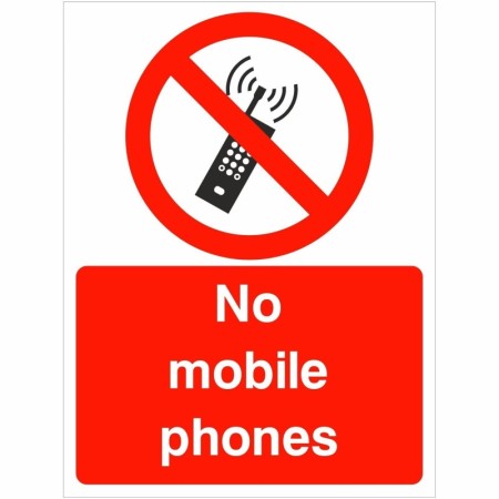 No Mobile Phones Sign with red mobile phone prohibition symbol