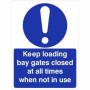 Keep loading bay gates closed at all times when not in use mandatory safety sign