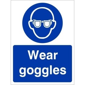 Wear Goggles Eye Protection Sign with mandatory safety goggles symbol