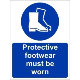 Protective Footwear Must Be Worn Sign with mandatory safety boot symbol