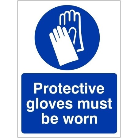 Protective Gloves Must Be Worn Hand Protection Sign with mandatory gloves symbol