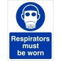 Respirators Must Be Worn Sign with mandatory respiratory protection symbol