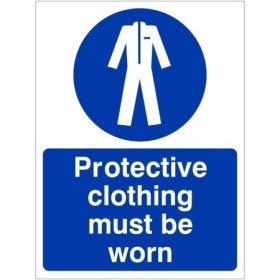 Protective Clothing Must Be Worn Sign with mandatory protective clothing symbol