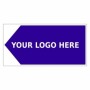 Arrow left way finding board sign with custom logo area