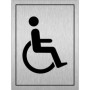 Brushed Aluminum Disabled Symbol Toilet Sign featuring a bold black wheelchair icon for accessible restrooms