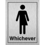 Brushed Aluminum Gender neutral toilet sign with human figure and bold text