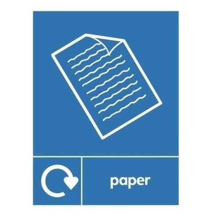 Paper Recycling sign with paper waste symbol for recycling bin identification