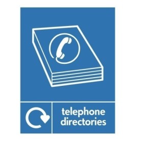 Telephone Directories Recycling sign with telephone directory symbol for recycling bin identification
