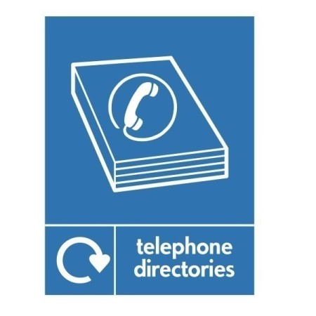 Telephone Directories Recycling sign with telephone directory symbol for recycling bin identification