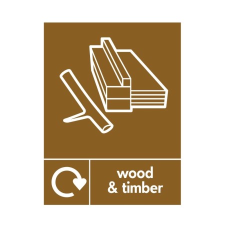 Wood And Timber Recycling sign with timber recycling symbol