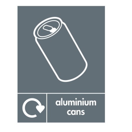 Aluminium Cans Recycling sign with aluminium can recycling symbol for recycling bin identification