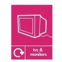 TV's And Monitors Recycling sign with electronic equipment recycling symbol