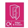 Fridges And Freezers Recycling sign with appliance recycling symbol