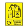 Household and garden chemicals recycling sign with chemical container symbols