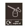 Used engine oil recycling sign with waste oil collection symbol